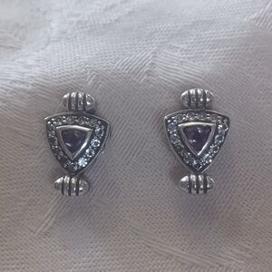 John Atencio Amethyst and Diamond Stud Earrings, SS